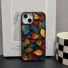 Colorful Leaves Phone Case For IPhone 15 14 13 12 11 Pro Max XR XS X 7 8 Plus Soft Square Silcone Cover For Iphone 16 15 14 13