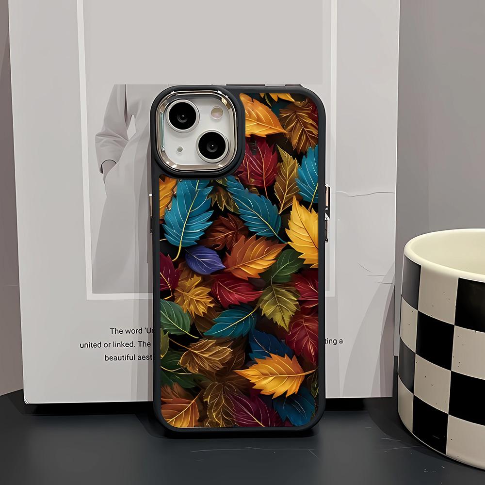 Colorful Leaves Phone Case For IPhone 15 14 13 12 11 Pro Max XR XS X 7 8 Plus Soft Square Silcone Cover For Iphone 16 15 14 13