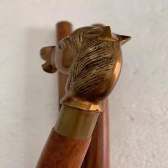 

Антикварная латунная ручка в виде лошадиной головы, дизайнерская, викторианская, 36-дюймовая деревянная трость для ходьбы M аэро