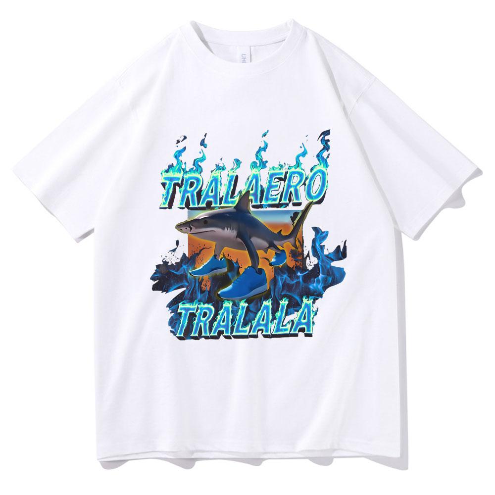 Fashion Tralalero Tralala Funny Shark with Shoes Meme T Shirts Men Casual Humor Tshirt Man Gothic Vintage Short Sleeve Tshirt