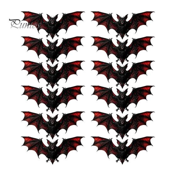 Langlebige Halloween-Fledermaus-Ornamente Wandaufkleber, Selbstklebende Zimmeraufkleber, Doppellagige Gruselige Wohnkultur-Accessoires PVC-Kunst für Mysteriöse