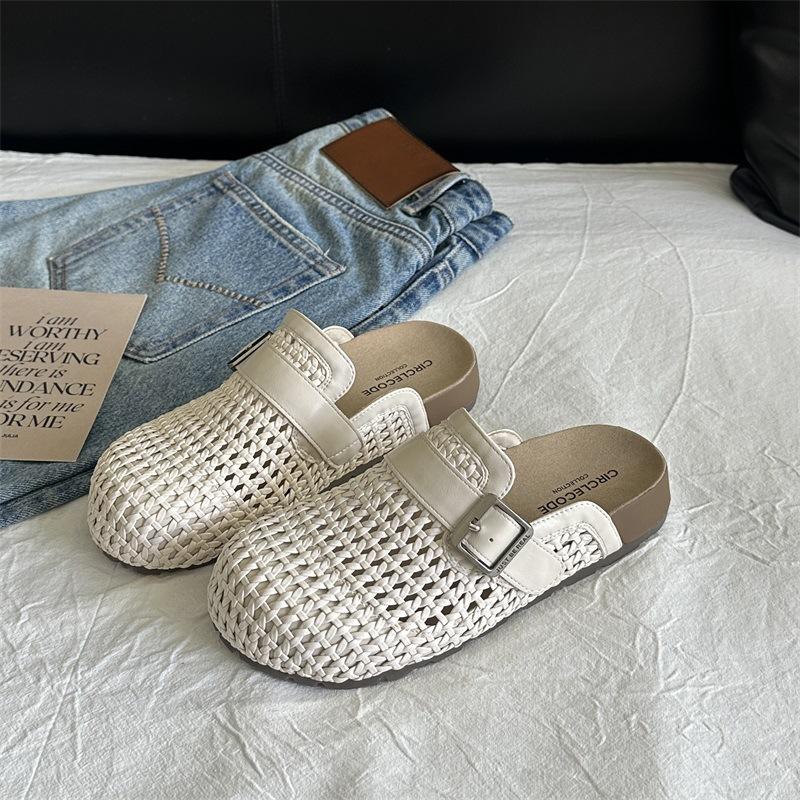 Casual Bag Head Lazy Slippers Women's 2025 Summer New Casual Versatile Lazy Shoes Hollow Breathable Cool Slippers