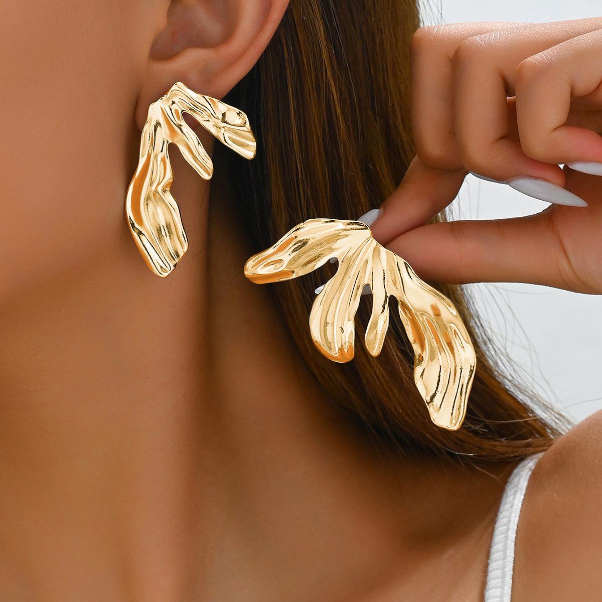 

Серьги ювелирные изделия простые модные листья нерегулярный дизайн высокие чувства серьги-гвоздики