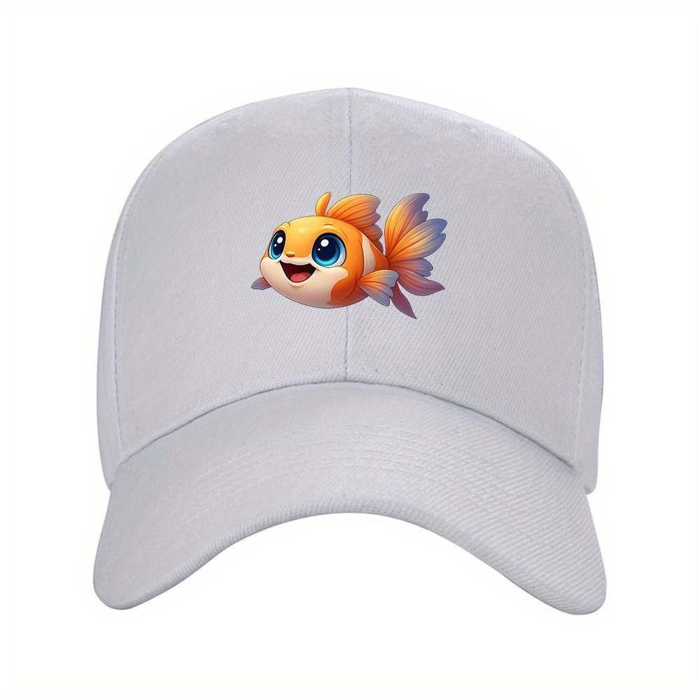 Cute Goldfish Baseball Cap Cartoon Eye Print Adjustable Summer Outdoor Sports Hat