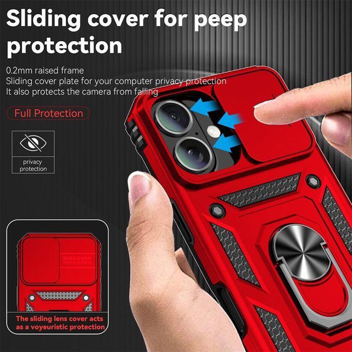 Coque de protection - EF CONNECTION - pour iPhone 17 - Rouge - Antichoc - Anti-rayures - Support magnétique