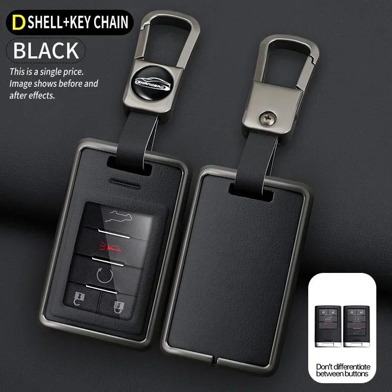 

5 Button Smart Car Key Case Keychain Case Cover For Cadillac Sts Cts Srx Xts Ats 2010 2011 2012 Alloy +Leather Accessories