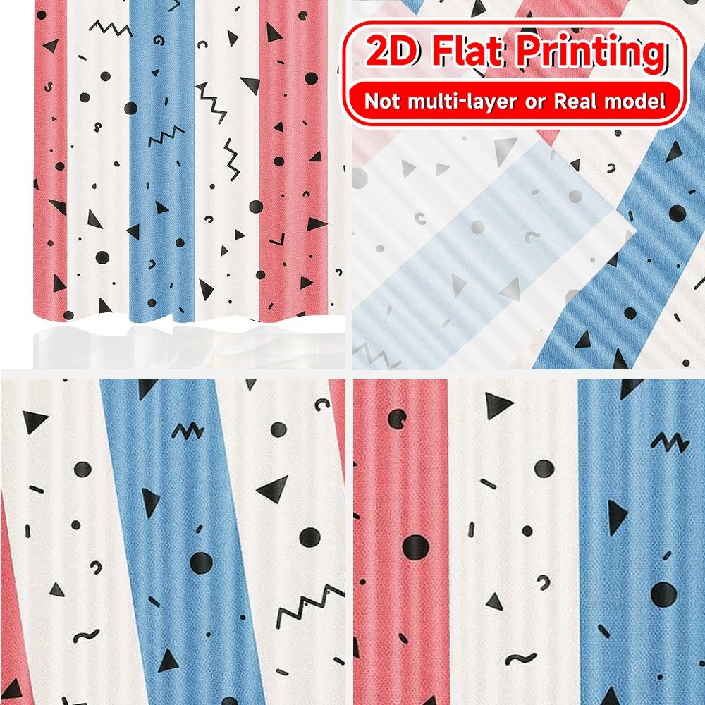 2pcs, 2D FLAT PRINTING Curtains (Without Rod) Confetti Stripes Digital Printing On Holiday Curtains Versatile Fabric Curtains