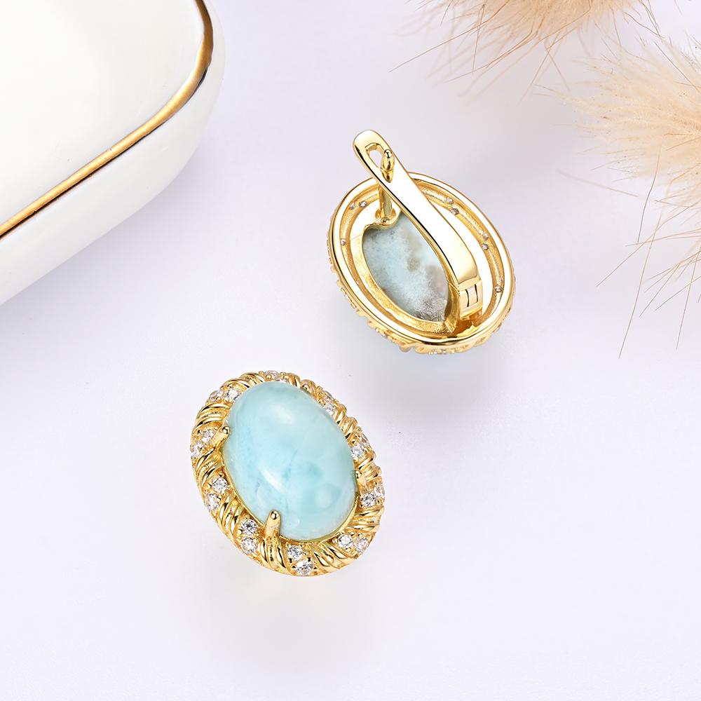 Nové prsteny náušnice přívěsek ze sterlingového stříbra 925 Přírodní drahokam larimar pravý drahokam dámské jemné šperky pro Zásnubní dárek