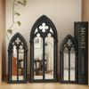 Rustics Window Frame Wall Decors Wooden Farmhouse Wall Art Decors Arched Cathedral Fake Window Home Decors for Entryway