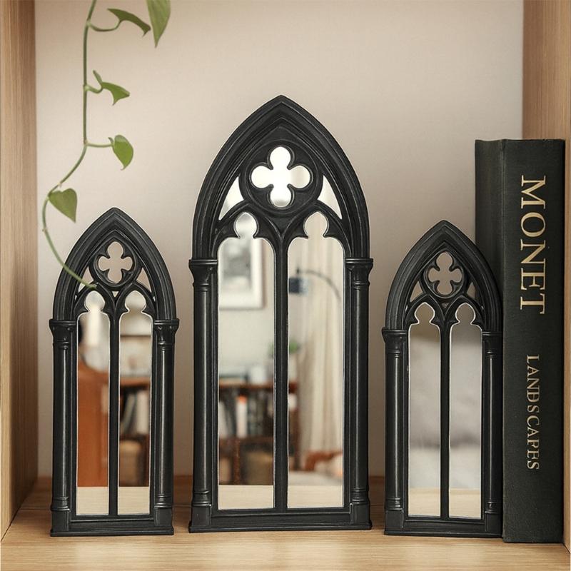 Rustics Window Frame Wall Decors Wooden Farmhouse Wall Art Decors Arched Cathedral Fake Window Home Decors for Entryway