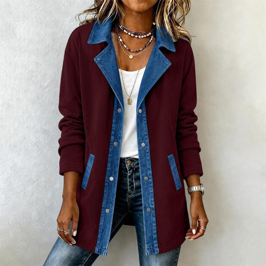 Women's Casual Denim Patchwork Jacket for Daily Wear