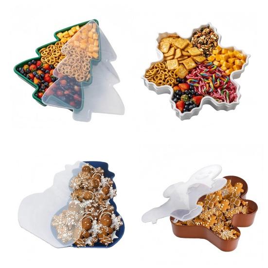 1/2Pcs Christmas Serving Tray with Lid Snacks Cookies Cosmetics Stationery Holiday Container Festive Gift Organizer