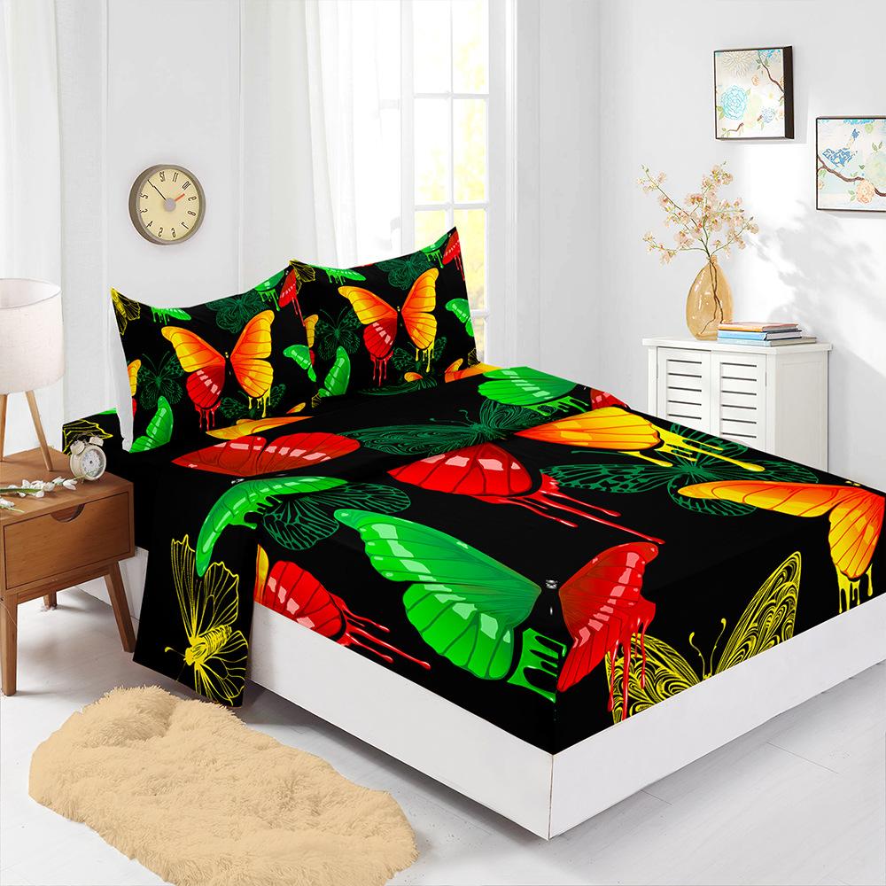 

Четырехкомпонентная простыня для матраса, цифровая печать, защитный чехол для матраса, постельное белье, бабочка (90cm * 190cm * 40cm) Pillowcase * 1