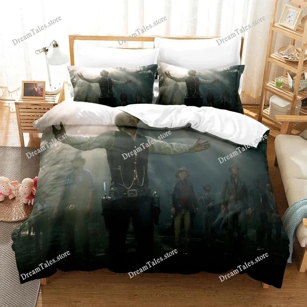 Exquisite 3D Red Dead Redemption Wallpaper Print Bedding Set Duvet Cover Comforter Bed Youth Kids Girls Boys Luxury Gift