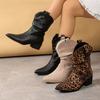 Fashion Leopard Mid Heels Women Short Boots 2025 Winter Pointed Toe Comfort Shoes Fashion Sexy New Trends Pumps Snow Ankle Boots Mujer
