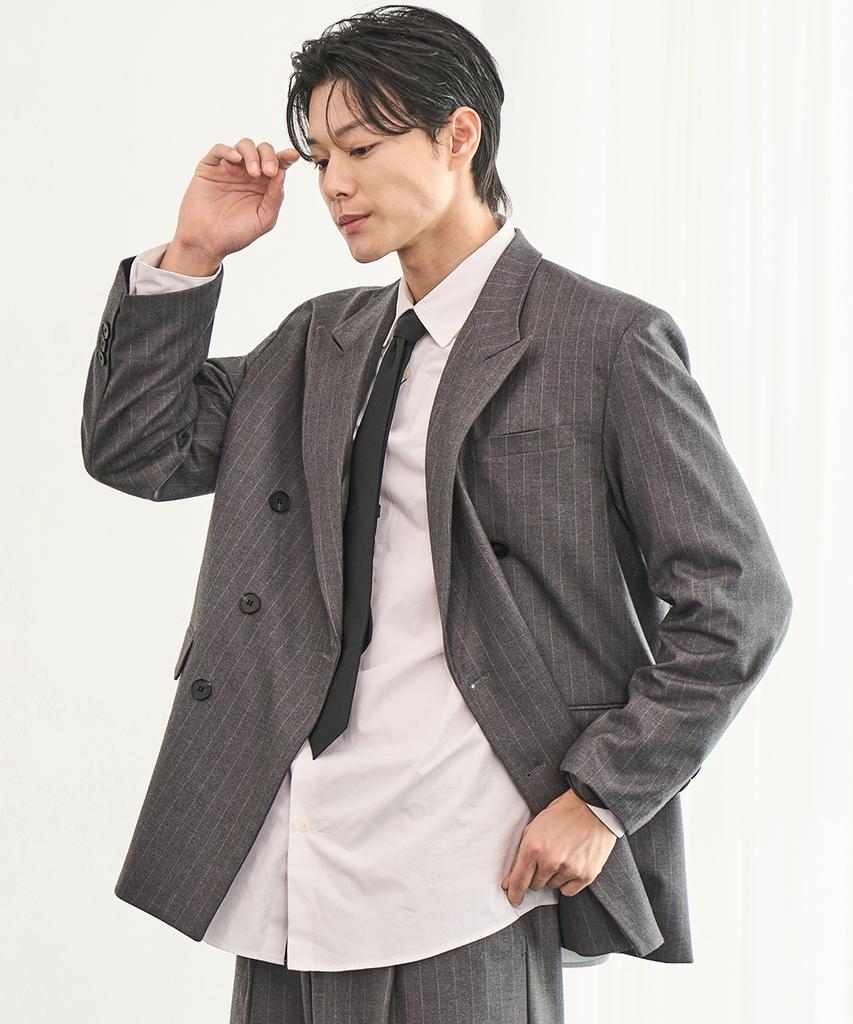 Prairie Striped Double Blazer (Gray)