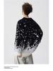 Men's Trendy Red Gradient Snowflake Sweater - Loose Fit, Casual Round Neck, Long Sleeve, Color Block Knitted Top