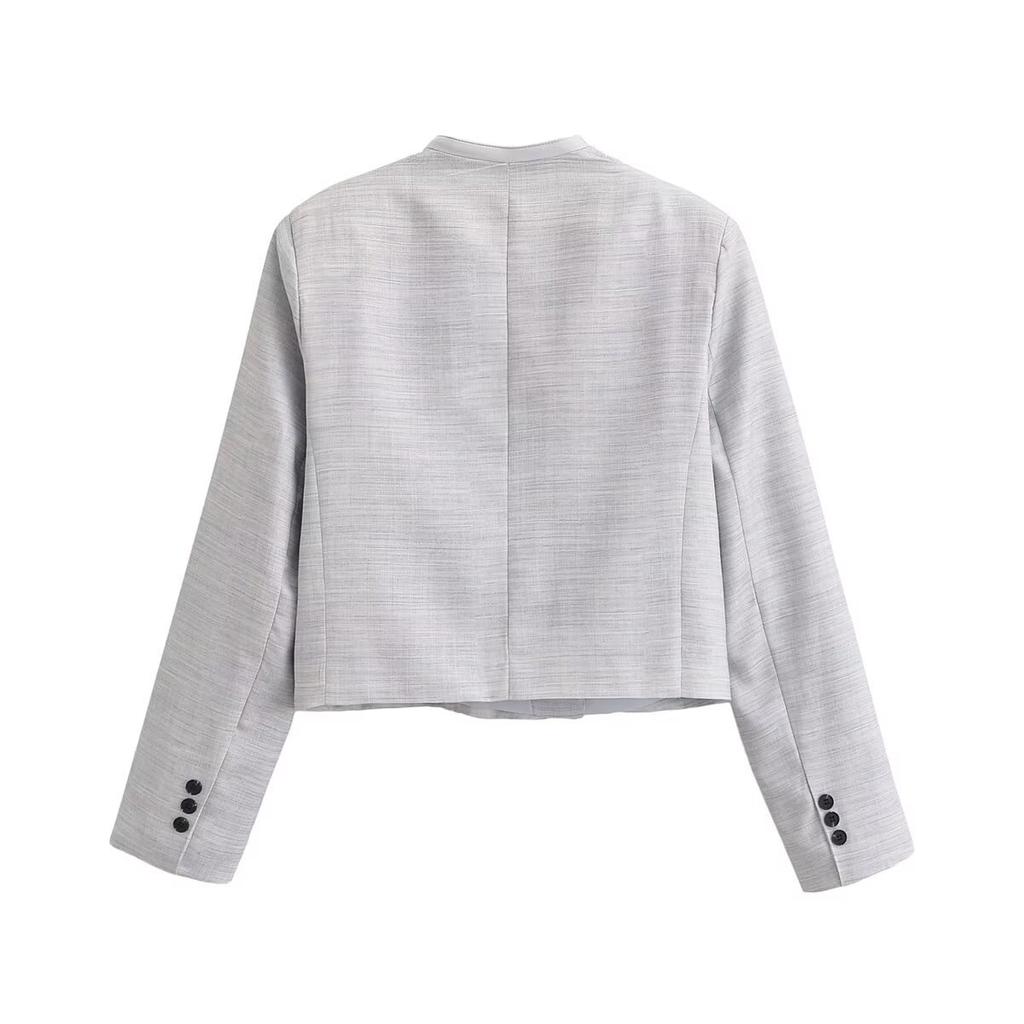 European and American style spring and autumn new product solid color V-neck loose blazer