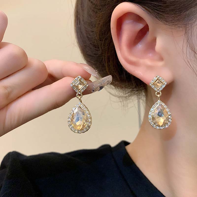 Sweet Heart Love Zircon Dangle Earrings for Women Elegant Romantic Bowknot Crystal Ear Accessories Exquisite Fine Jewelry Gifts