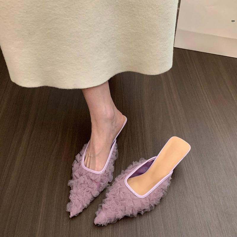 2026 Summer New Pointed Toe High Heels Women Slippers FashionOn Party Pumps Mules Slide Shoes