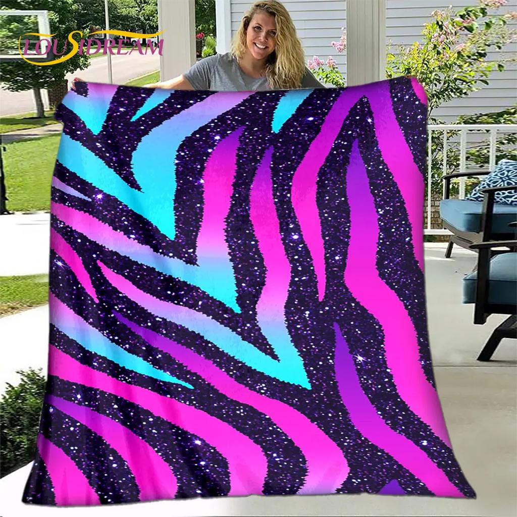 3D Colorful Zebra Pattern Blanket,Flannel Blanket Throw Blanket,Child Warm Blanket for Home Living Room Bedroom Beds Sofa Picnic