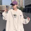 Men's Trendy Hooded Waffle-Weave Zip-Up Cardigan Sweatshirt for Spring/Autumn Hong Kong Style