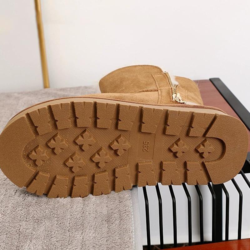 Zimní dámské krátké plyšové teplé sněhule, ležérní boty, kožešinové kotníkové boty, ploché boty na platformě, boty