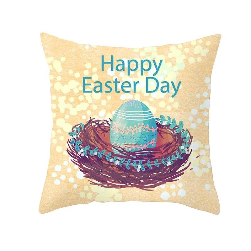 Easter Decorative Pillowcase Cartoon Rabbit Pillowcase Egg Print Cushion Cover Living Room Sofa Cushion Cover Home Decoration