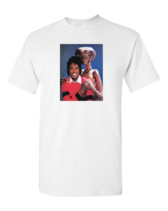 MICHAEL JACKSON & E.T БЕЛАЯ Унисекс Футболка ВИНТАЖ РЕТРО XXL