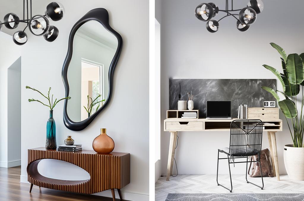 Toledo Black Ceiling Lamp 6-Flat Black Lampshade E14