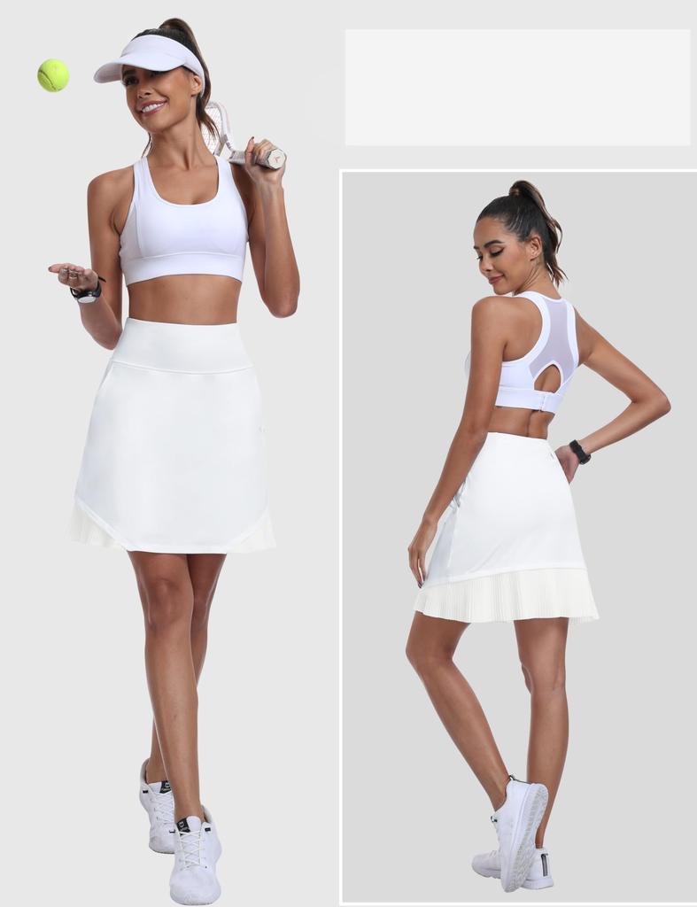YIRUIYA Pleated Skort for and Inner Pants with for and All Seasons Women's Skirt, Golf, Tennis, Pockets, Lightweight, Breathable, Sweat-Wicking,