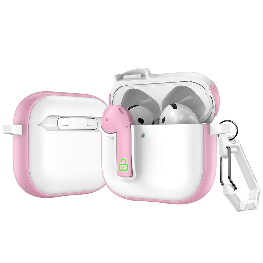 For AirPods 4 Case Colorful Lock Buckle Shockproof TPU + PC Earphone Cover with Carabiner