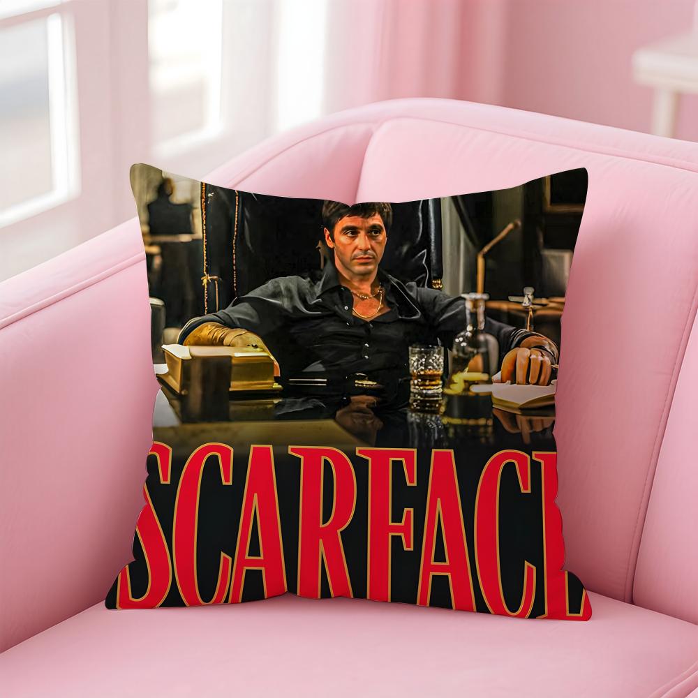 S-Scarface A-Al Pacinos Cushion Cover Pillowcase Short Plush Invisible Zipper Room Sofa Cushion Cover