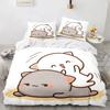 Lovely Peach Cat Comfortable Duvet Quilt Cover Pillowcase Bedding Set Children Bedroom Decoration Home Textile