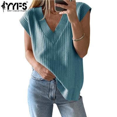 Camicette e camicie con scollo a V a maniche corte con stampa tinta unita primavera estate casual alla moda da donna