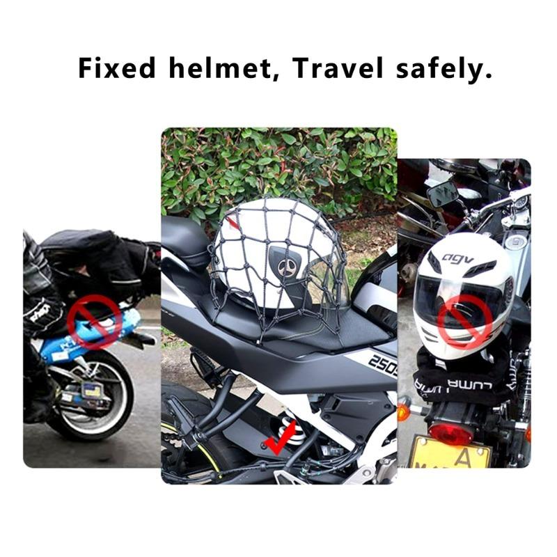 Elastic Motorcycle Luggage Net - Helmet/Tank/Pocket Fixing, 30cm/40cm Sizes, Bike Cargo Rope Strap