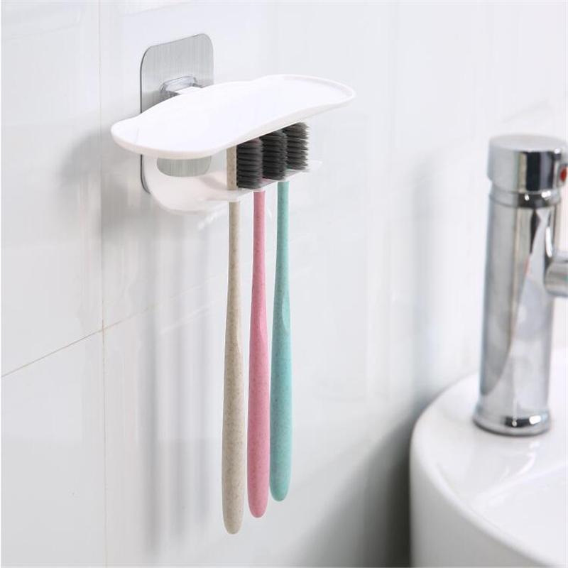 No Punching And No Trace Paste Toothbrush Holder Razor Holder Wall-Mounted Toothbrush Holder Bathroom Storage Rack