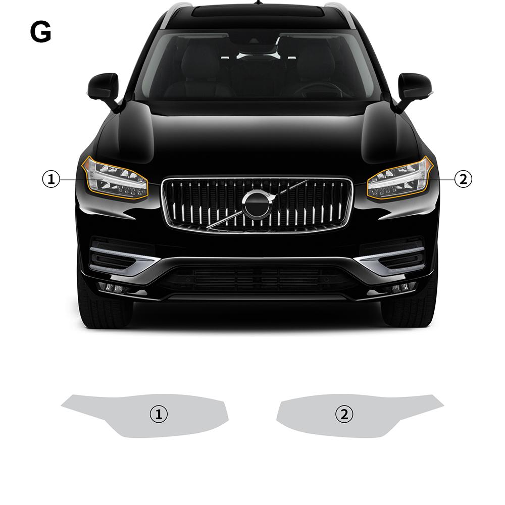 TPU Paint Protection Film for Volvo XC90 Inscription 2020-2023 Headlight and Rearview Mirror Covers headlight белый