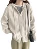 Women's 2024 Cozy Hooded Double Zipper Sweater Jacket - Loose Fit, Thickened Cardigan for All Seasons