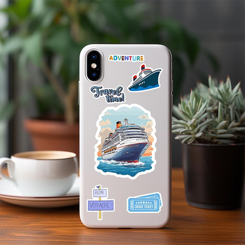50PCS Relaxing Cruise Travel Stickers Nautical Vacation Sticker Waterproof Vinyl Decals Decor for Water Bottle Luggage Laptop