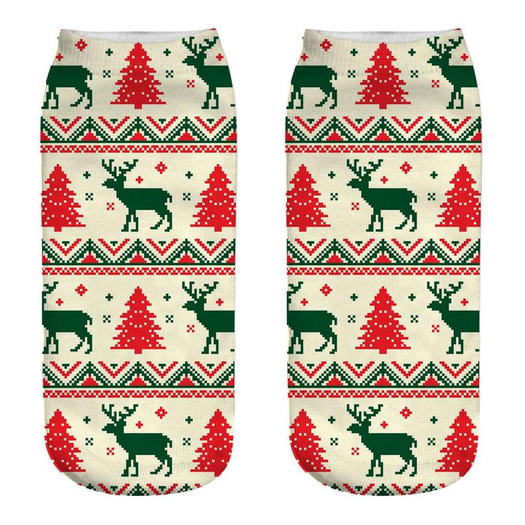 Casual Work Business Socks 3D Christmas Santa Elk Printing Medium Sports Socks