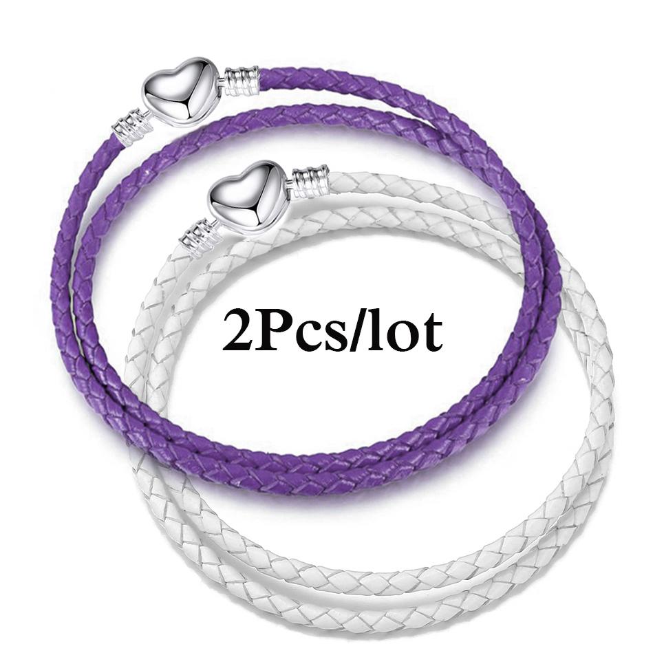 2Pcs/Lot Vintage Jewelry Leather Chain Bracelets Fit DIY Handmade Beads Charms Bracelet Couples Pulsera Jewelry For Women Men