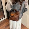 Urban simple trend handbag women's messenger bag 2025 new simple bucket bag solid color shoulder messenger bag