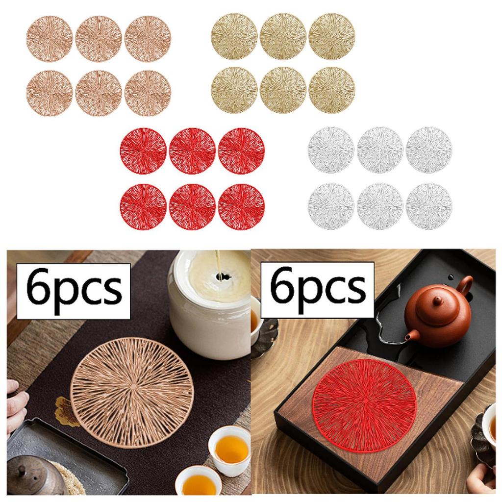 6 Pieces PVC Drink Coasters Cup Pads Multifunctional Table Top Protection Round