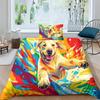 Dog Bedding Set, Cartoon Cute Style 3D Printed Ultra-fine Fiber Duvet Cover Pillowcase 3-piece Set for Adults and Children