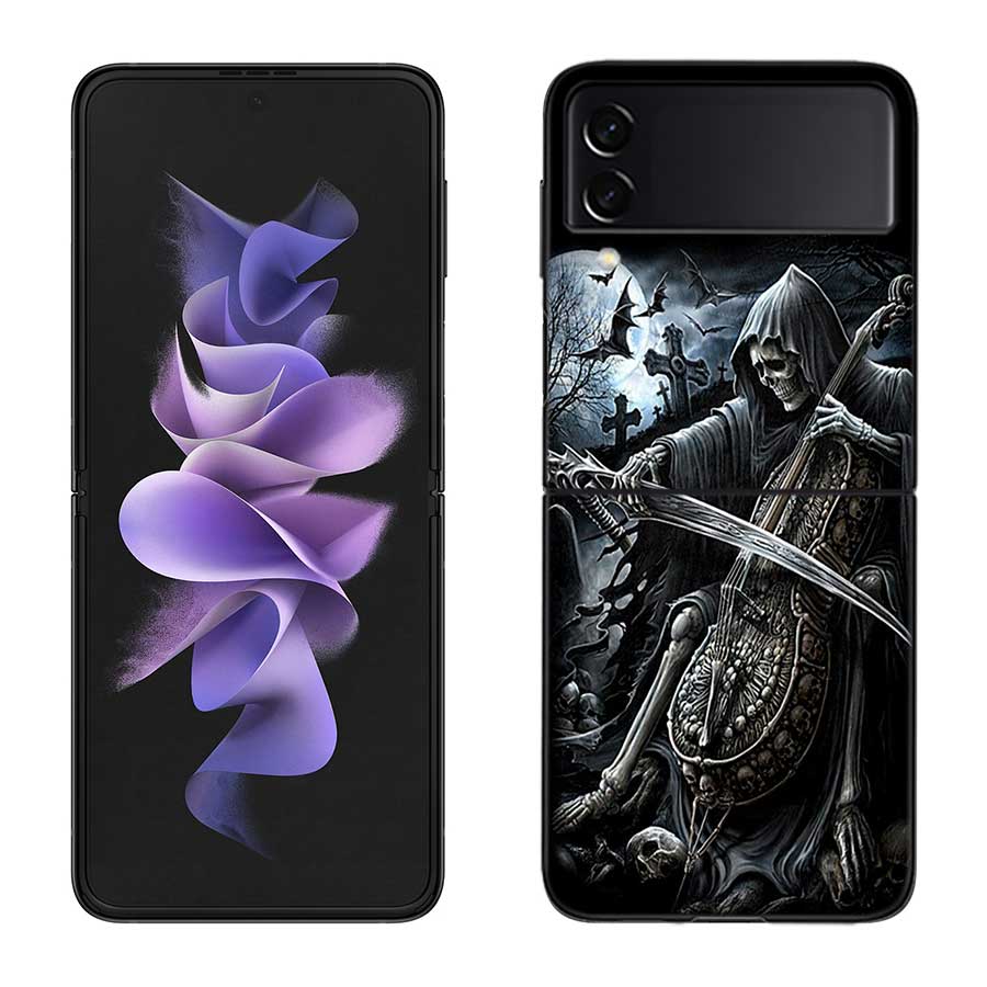 Grim Reaper Skull Skeleton Case for Samsung Galaxy Z Flip 6 Flip 5 4 3 5G Black Cell Phone Cover Samsung Z Flip 5 5G Luxury P