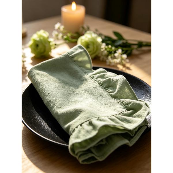 Cotton Napkins Ruffle Edge 45x45cm French Wavy Frill Washed Cloth Dinner Napkins Multiple Colors Wedding Party Table Setting Soft Washable Durable