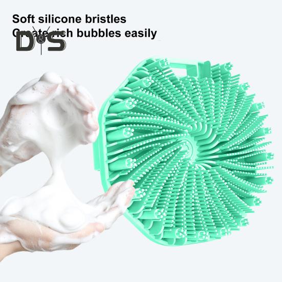 Silikon-Badebürste, Peeling-Körperschrubber für empfindliche Haut mit Massagesäulen, Anti-Rutsch-Griff, Körperbürste