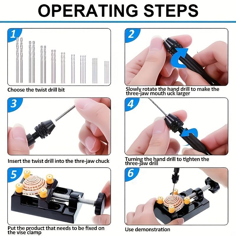 36Pcs/set Precision Hand Drill Set, Stainless Steel Needle Vise with 25 Twist Drills and 10 Carbide PCB Rotary Tools for Resin, Wooden Crafts