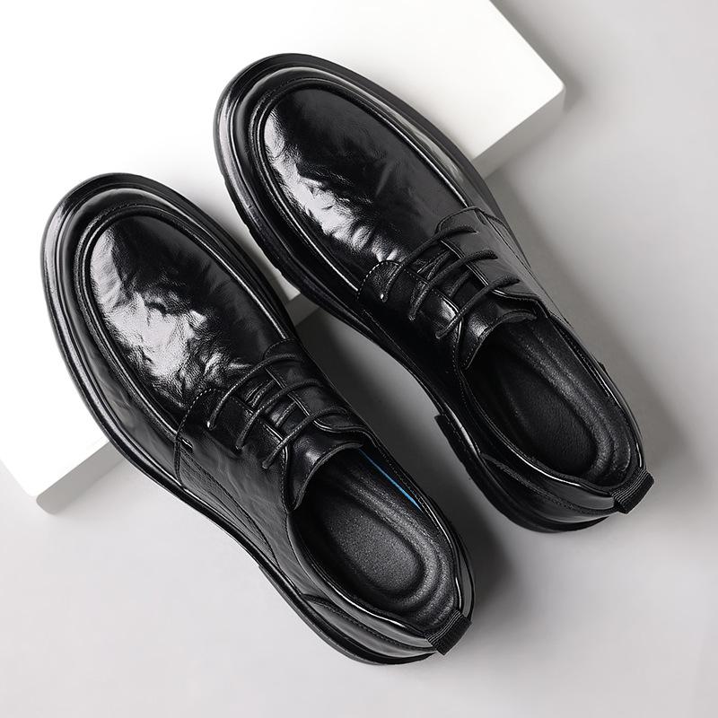 

Men s Leather Dress Shoes Lace-Up Formal Oxfords with Thick Comfort Sole Business Shoes 45 чёрный